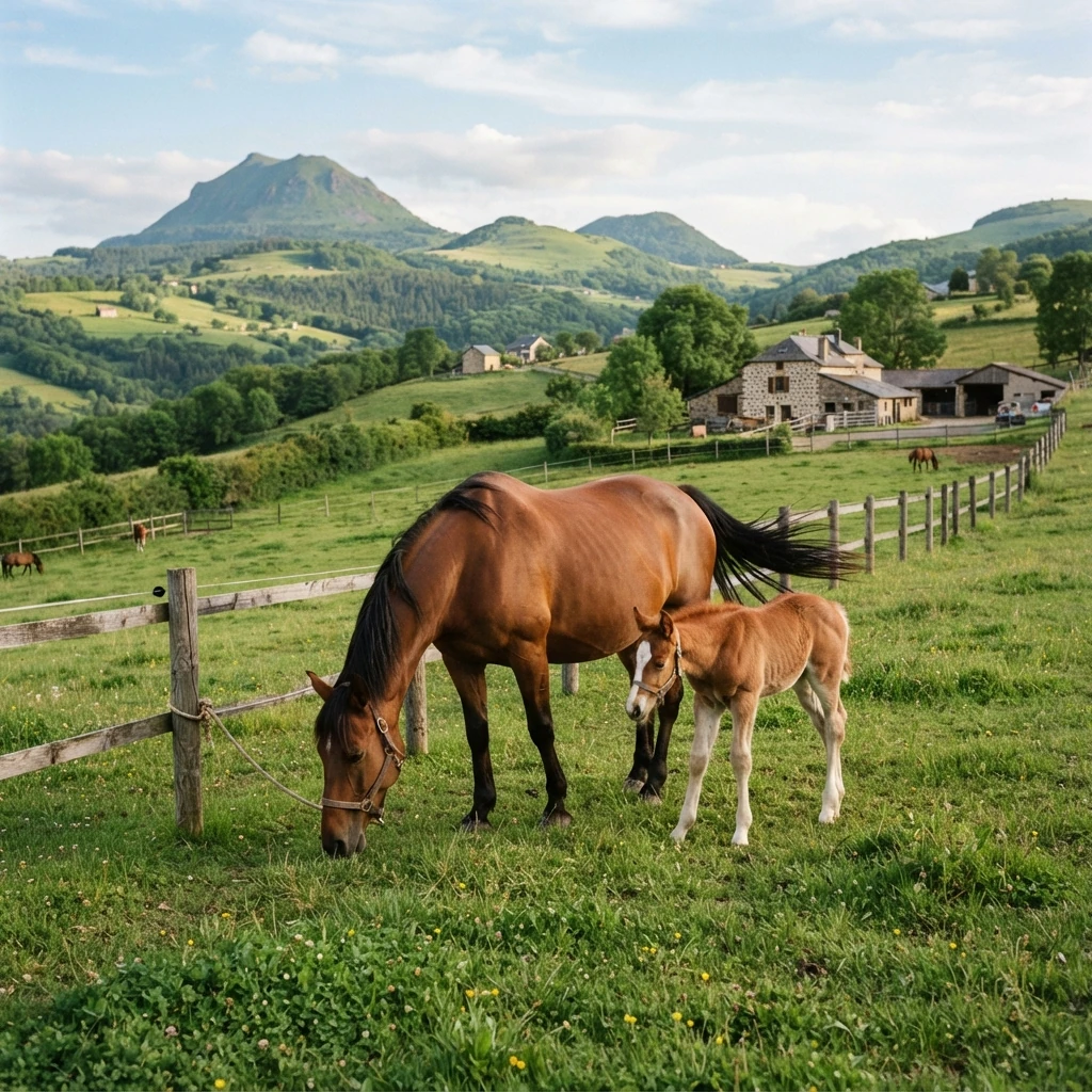 Élevage de chevaux au Le domaine de Nabou, Blot-l'Église